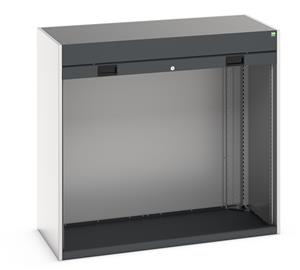 cubio cupboard housing with roller shutter door. WxDxH: 1300x650x1200mm. RAL 7035/5010 or selected Industrial Tool Storage Cupboard Roller Shutter Door Cupboards